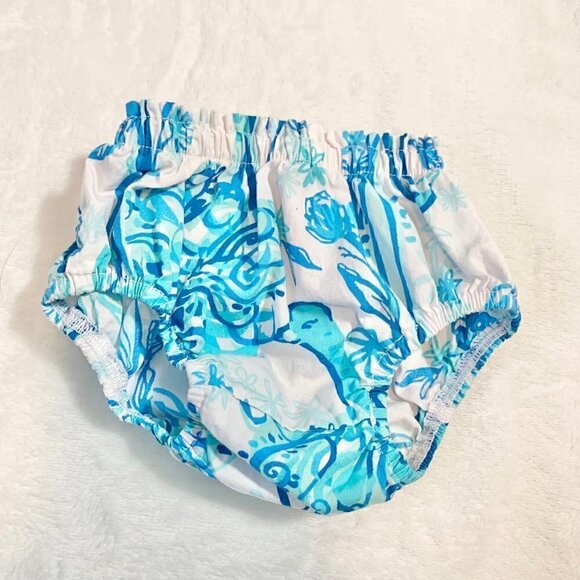 Lilly Pulitzer blue coral pattern diaper cover bloomers - Size 3-6m - Picture 1 of 3